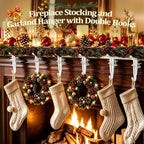 6Pcs Christmas Fireplace Stocking and Garland Hanger Fits 0.87-4.1" Mantle - Image 2