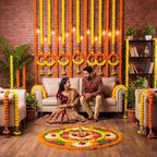 Suncalla 5 Pcs 5 ft Diwali Marigold Garland for Pooja Decor, Yellow - Image 6