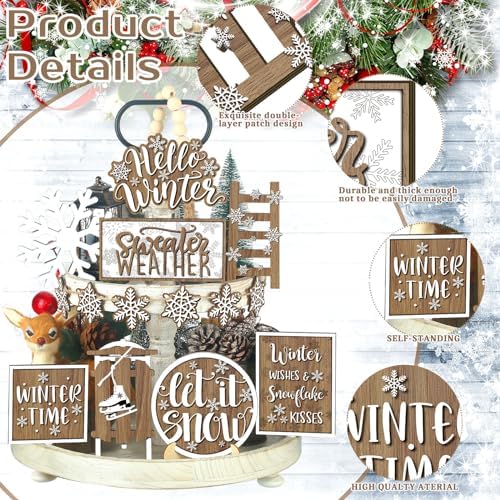 14 Pcs Halloween Tiered Tray Decor Set, Gnome Wood Table Signs (Vintage) - Image 2