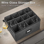 Mayniu Stemware Storage Cases 2 Pack, Wine Glass Storage Box with Dividers - Image 2