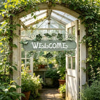 24.4"L Vintage Metal & Wood Hanging Welcome Sign, Rustic Farmhouse Distressed Wall Decor with Flower & Butterfly, Outdoor Decoration for Garden Porch Patio Yard - Image 4
