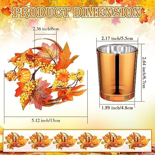Umigy 6 Set Fall Candle Holders Glass Votive, Pumpkin, Orange - Image 2