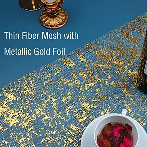 Snowkingdom Gold Table Runner, Sequin Glitter Metallic Foil Thin Mesh Sparkly Runner Roll 20Ft, Gold Birthday Party Decorations, for Event Wedding Showers Christmas Thanksgiving Festive - Image 3