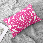 Alysheer Embroidered Lumbar Throw Pillow Cover 12"x 20" Set of 2, Hot Pink - Image 7