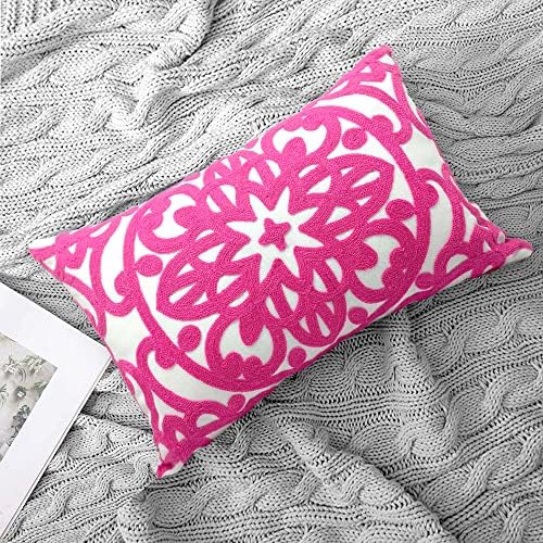 Alysheer Embroidered Lumbar Throw Pillow Cover 12"x 20" Set of 2, Hot Pink - Image 7
