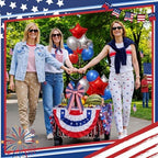 27 Pcs 4th of July Wagon Parade Float Decoration Kits 250th Patriotic Car Tassels, Garland, Banners, American Flag, and Bow Independence Day Red White Blue Decor(4th of July) - Image 6