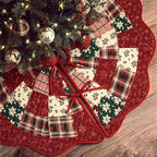 Junkin Plaid Patchwork 60in Christmas Tree Skirt Tartan Tree Decor by Junkin