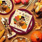 Gatherfun Turkey Thanksgiving Party Supplies Kit, Autumn Disposable Dinnerware Includes, Paper Dinner Plates, Dessert Plates, Napkins, Cups, and Tablecloth, for Fall party Decorations, Serve 25 - Image 3