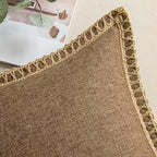 MIULEE Set of 2 Lumbar Linen Burlap Throw Pillow Covers 12x20 Coffee - Image 3