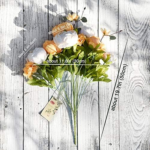 FiveSeasonStuff Mixed Cream & Apricot Artificial Peony Bouquet Set of 2 - Image 5
