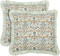 Ridhi Block Print Goldenrod Yellow Throw Pillow Cover 24" x 24" (Pack of 2) Decorative Cushion Covers with Ruffle for Couch, Sofa, Bed, Living Room, Home Decor Gift for Spring, Easter, Valentine by Ridhi