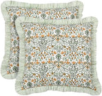 Ridhi Block Print Goldenrod Yellow Throw Pillow Cover 24" x 24" (Pack of 2) Decorative Cushion Covers with Ruffle for Couch, Sofa, Bed, Living Room, Home Decor Gift for Spring, Easter, Valentine by Ridhi