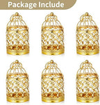 NUPTIO Vintage Hanging Birdcage Lantern, 6 Pcs Small Metal Tealight Holder - Image 6