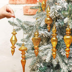 Mifoci 8 Pcs 6 Inch Mercury Glass Finial Christmas Ornaments,Gold - Image 5
