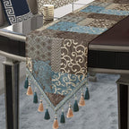 Loom and Mill Luxury Damask Patchwork Table Runner 72 Inches Long, Blue - Image 4