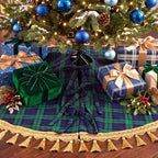 Blueweenly Christmas Tree Skirt, 48 Inch, Green and Blue Plaid - Image 4