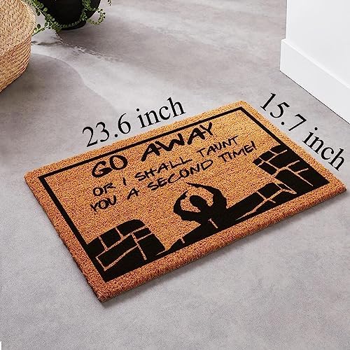Funny Coir Doormat: 'Go Away or I Shall Taunt You a Second Time' - Welcome Front Porch Decor - Heavy-Duty PVC Back - Outdoor - 23.6x15.7 inch - Image 3