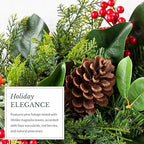 Balsam Hill Outdoor Magnolia Ridge 28" Christmas Wreath - Holiday Elegance Front Door Wreath with Magnolia Leaves, Succulents & Battery-Operated LED Clear Lights - Image 4