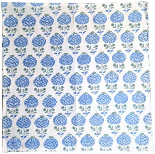 ATOSII Roma Blue 100% Cotton Fall Cloth Designer Dinner Napkins, Handblock Print, Washable Durable Linen for Everyday Use Wedding Parties Outdoors Christmas Thanksgiving I 20 X 20 Inches I Set of 4 - Image 3