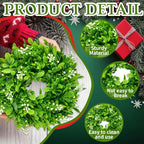 6 Pcs Christmas Boxwood Wreath Artificial 10 Inch Green Leaves for Front Door Cabinets Wreath Indoor Outdoor Wall Decor Christmas Wall Home Kitchen Decoration - Image 3