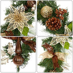 6ft Prelit Christmas Garland with 20 Lights, Xmas Fake Vines with Bows Christmas Balls Flowers Berries Greenery Christmas for Front Door Fireplace Mantel Porch Holiday Decorations - Image 5