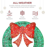 Best Choice Products 48in Pre-Lit Outdoor Christmas Wreath Decoration, LED Metal Holiday Decor for Home w/ 140 Lights, Bow - Green/Red - Image 5