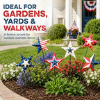 4th of July Decorations Outdoor 19" Metal Barn Star 6-Pack, Patriotic Outdoor Decorations, Rustic Iron Decorative Garden Stakes with American Flag Stars for Yard Patio Lawn - Image 4