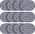 VHC Brands Farmhouse Great Falls Blue Table Placemat, Blue White, Jute Blend, Oval, 12x18 Inches, 12 Pack 12 Pack by VHCBrands