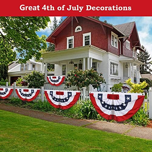2x4 Ft American Pleated Fan Flag, Patriotic Half Fan Bunting Flag, Indoor Outdoor for Red White Blue USA 250th Anniversary 4th of July Decoration Patriotic Decor Memorial Day (Set of 5) - Image 4