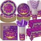 Ceenna 452pcs Diwali Party Supplies Serve 50, Paper Plates Napkins Cups Set by Ceenna