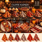 Mixweer 24 Pack Fall Thanksgiving Cloth Napkins Bulk, 15 x 15 Inch - Image 5
