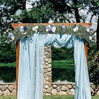 Emivery Artificial Dusty Blue Rose Garland Greenery Eucalyptus Willow Garland with Flowers Sweetheart Table Centerpieces Party Wedding Ceremony Backdrop Arch Floral Arrangement 6FT - Image 5