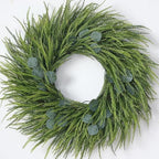 26" Artificial Eucalyptus with Fake Saw Grass Wreath for Front Door Decor by Juxdp