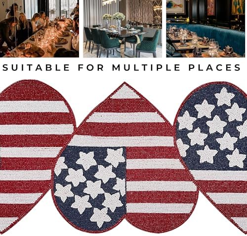 Independence Day 4th of July Patriotic Theme American Flag Table Runner - Heart Shape Decorative Beaded Runner for Christmas Holiday Harvest Easter Events - 13x36 - Red Multi - Image 3