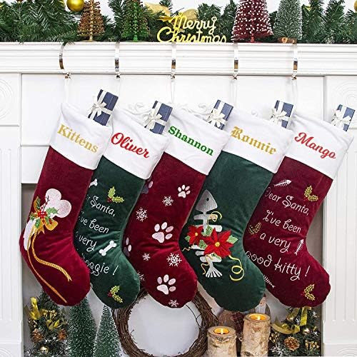 GEX Christmas Stockings Personalized 6 Pack Custom Name for Family with Names 22" Large Quilted Lining Embroidery Luxury Velvet Decor Ornament for Fireplace Xmas Season (Set of 6) - Image 2