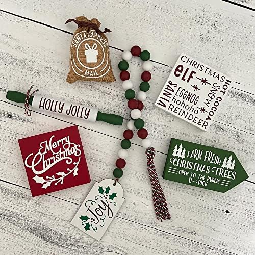 6 Pcs Christmas Themed Tiered Tray Decor Set, Christmas Themed Decor Bundle For Tier Tray, Christmas Tiered Tray Decorations, Seasonal Tier Tray Decor - Image 5
