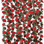 18 Pack 144 FT Artificial Flower Garland Fake Red Roses Vines Silk Flowers by KHOYIME