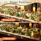 Waipfaru Fall Decor, Fall Garland for Mantle, Autumn Garland with Lights - Image 2