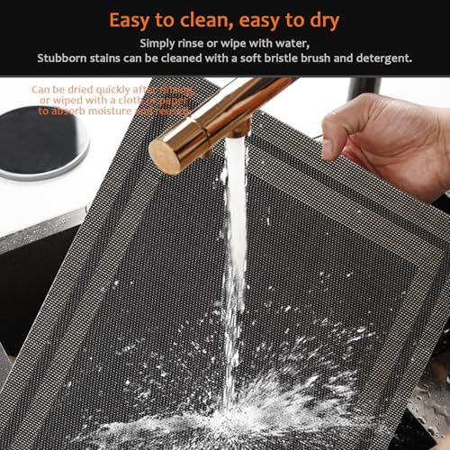 Black Gold Vinyl Placemats Set of 12, Heat Resistant Table Placemats - Image 5