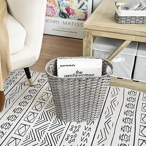 GRANNY SAYS Wicker Bathroom Trash Can, Wicker Waste Basket, Dark Gray - Image 7