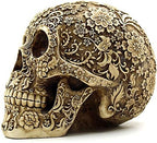 UJOY Creative Skull Flowers Sculpture 8.1'' Human Head Skeleton Statue Collectible Halloween Decoration Home Decor - Image 3