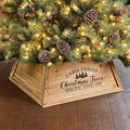 Glitzhome 26" L Natural Wooden Trapezoid Tree Collar, Rustic Christmas Trees Stand Cover Fresh Tree Ring for Home Festive Party Decor by Glitzhome