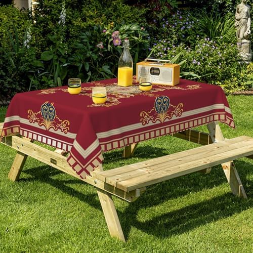 Retro Chinese Style Print Tablecloth 60x140 Inch Red and Gold Chinese Pattern Bordered Fabric Table Cloth Polyester Waterproof Reusable Rectangle Table Cover for Cottage Kitchen Dining Decor - Image 7