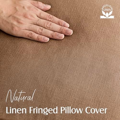 Foindtower Decorative Linen Fringe Throw Pillow Covers 26×26 Khaki Brown - Image 2