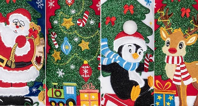 LUBOT Set of 6 Christmas Stockings Embroidered 20" Velvet Large Family Xmas Tree Stocking 6 Pack Shining Cute Cartoon Soft Luxury Stocking Fireplace Hanging Decor - Image 3