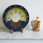 Handwoven African Basket Bowl for Fruits Home Decor (brown blue green, 8in diameter) - Image 5