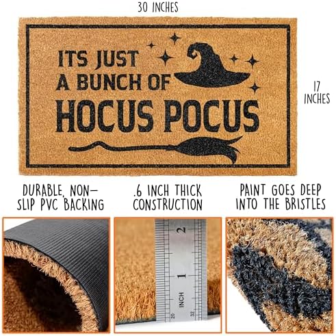 Hocus Pocus Door Mat 30x17 Inch, Halloween Welcome Mat, Fall Doormat Coir - Image 3