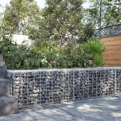 vidaXL Gabion Basket with Cover 78.7"x19.7"x19.7" Galvanized Iron - Image 2