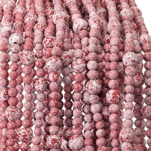 48Ft Christmas Wood Bead Garland Rustic Holiday Decor (Vintage Red Beads) by Unknown