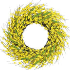 idyllic 22 Inch Spring Yellow Forsythia Leaf Wreath, for Front Door Window Porch Living Room Mantel Farmhouse Spring Home Decor Gift by idyllic